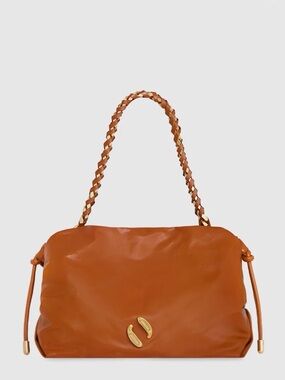 NWT! Rebecca Minkoff Braided Handle Shoulder Bag in “Lounge” (cognac)